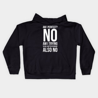 Am I Perfect No Am I Trying To Be A Better Person Also No Kids Hoodie